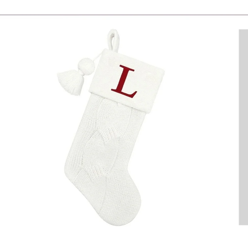 St. Nicholas Square Ivory Cable Knit Christmas Stocking‎ Red 
